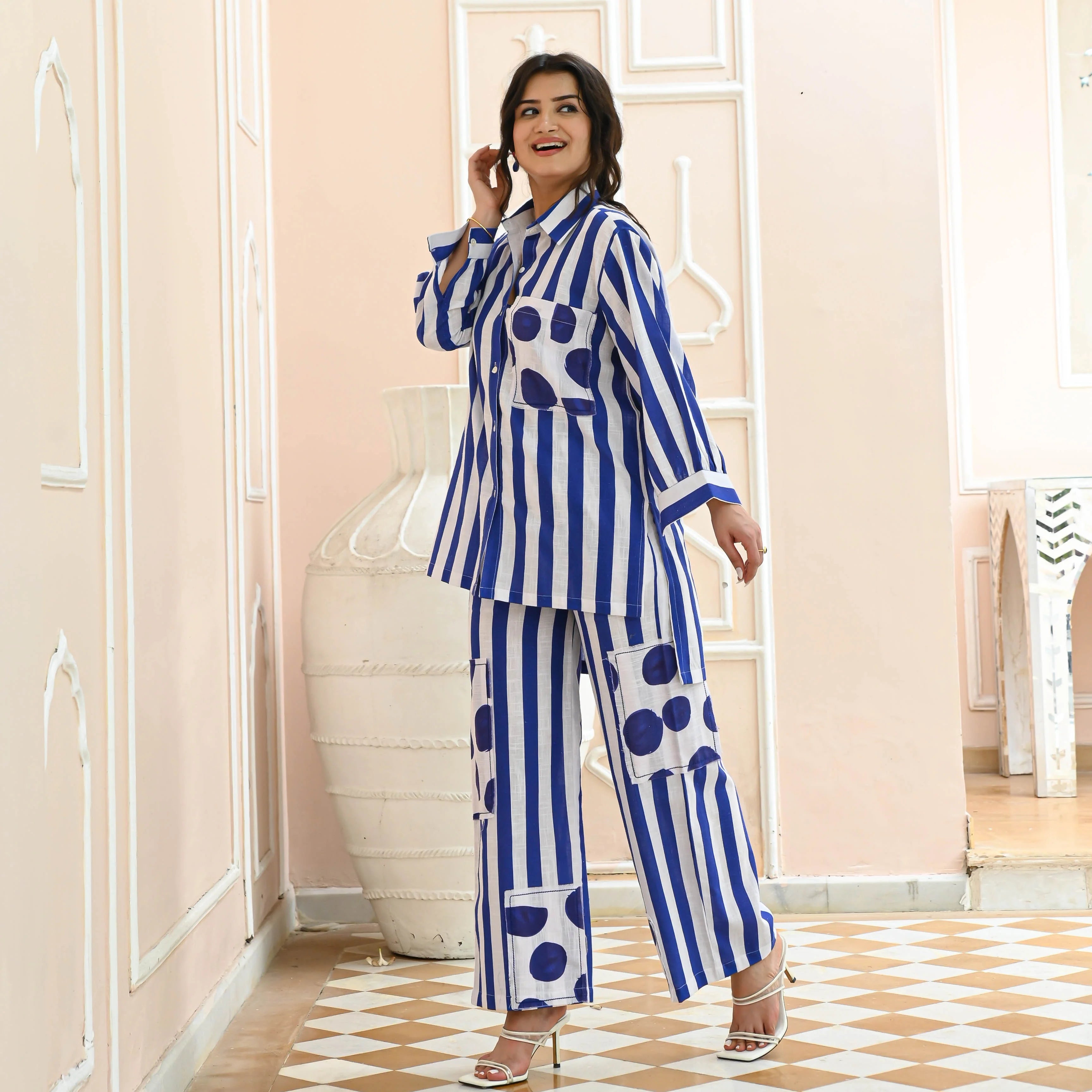 Ayesha Polka Stripe Co-ord Set