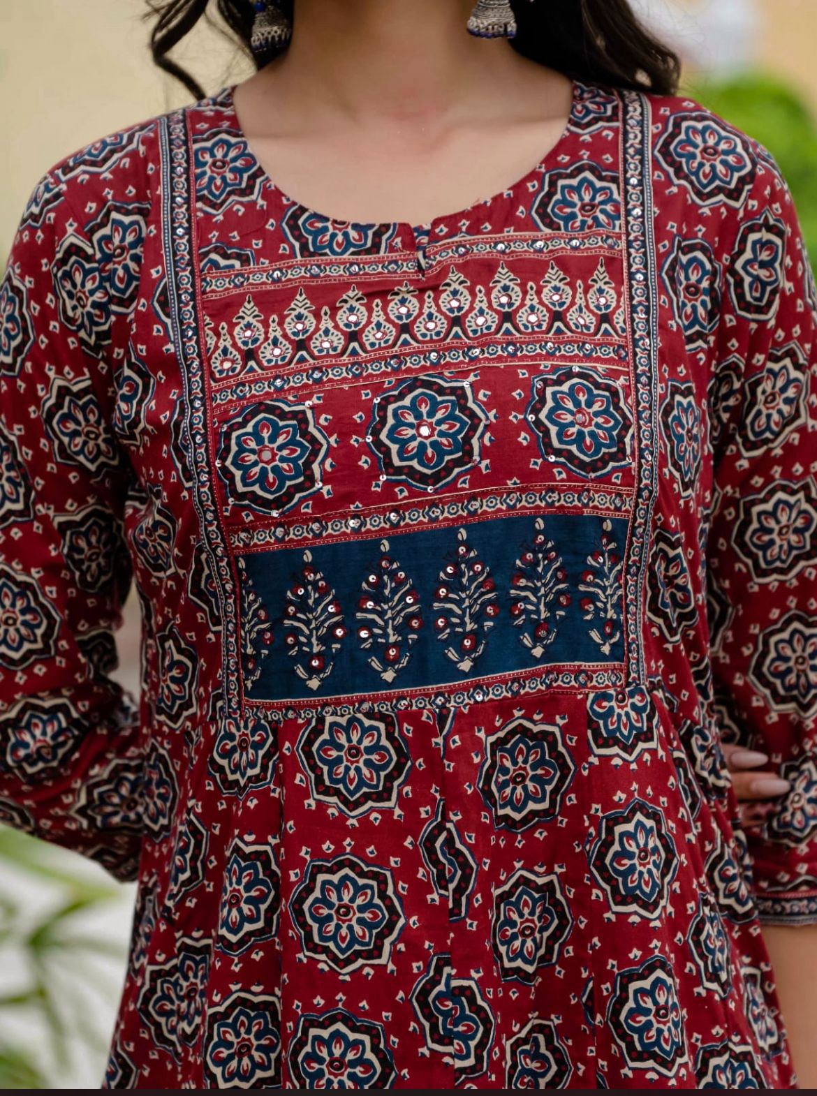 New Anarkali Print Kurta 3 Pcs Set Pant Set With New Style in Maching