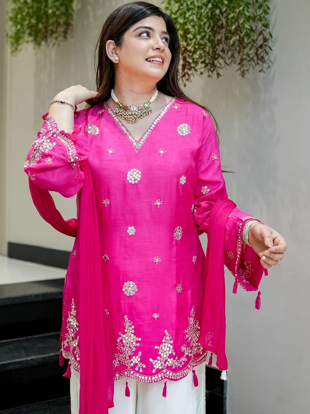 Women's Pure Viscose Silk Kurta Set's With Duppata