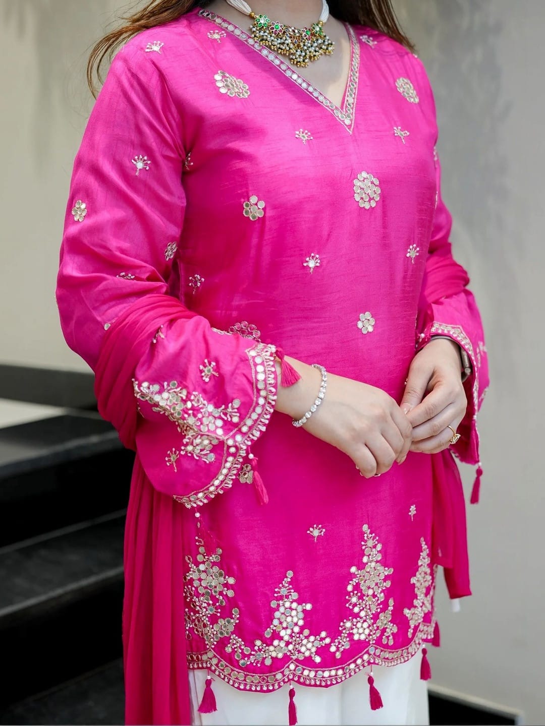 Women's Pure Viscose Silk Kurta Set's With Duppata